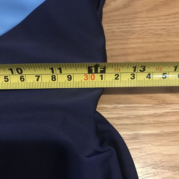 One Piece Swimsuit Blue & Navy Color Block Size L NWOT Retro Bathing Suit - Picture 7 of 8